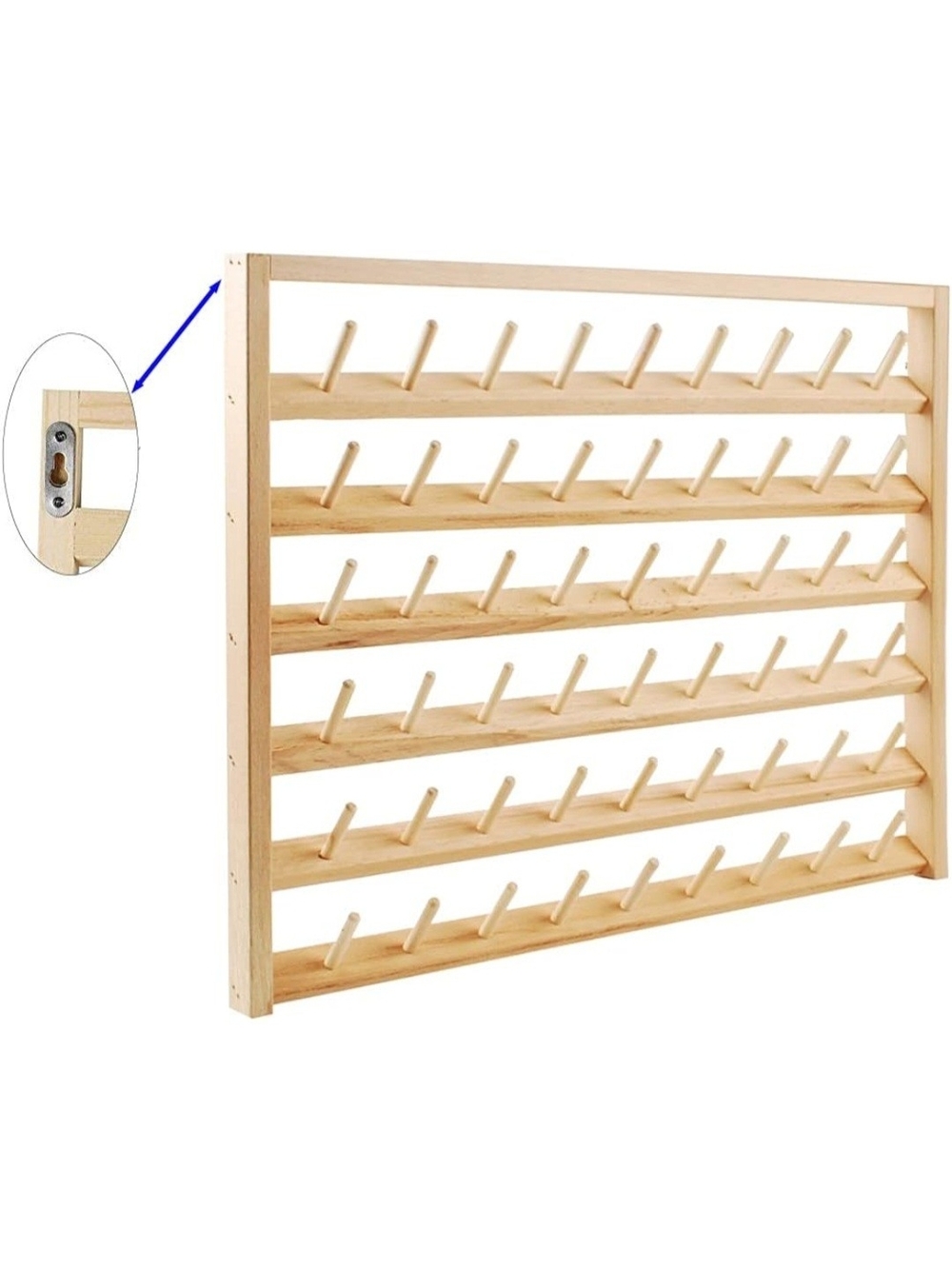 54 Spools Wooden Thread Wall Holder Sewing and Embroidery Thread Rack - Picture 7 of 8
